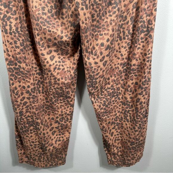 Aerie Leopard Print Flannel Pajama Pant Size Medium Long Casual Comfy Cozy Chic - Picture 16 of 16